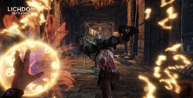 Gameplay de Lichdom Battlemage, jogo de tiro (com magia) em primeira pessoa e com elementos de RPG - Imagem: Reprodução/Xaviant