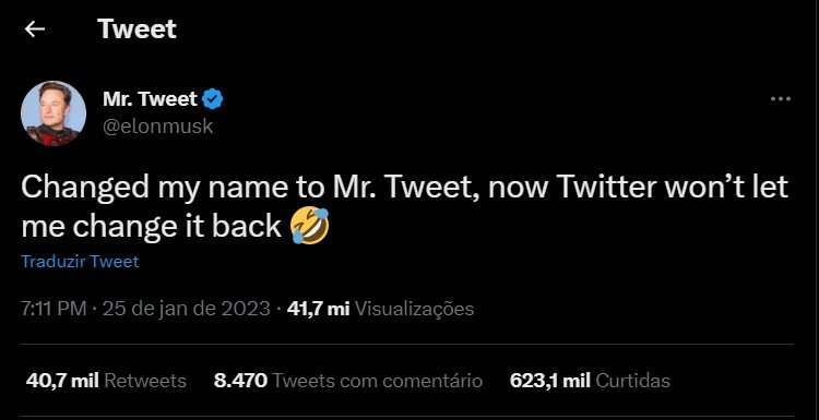 Dono do Twitter, Elon Musk brincou com a curiosa situação na rede social.