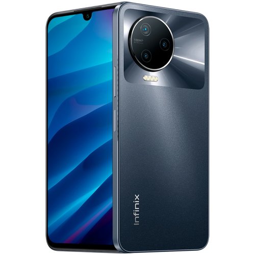 O Infinix Note 12 Pro tem um módulo de câmeras traseiras arredondado.