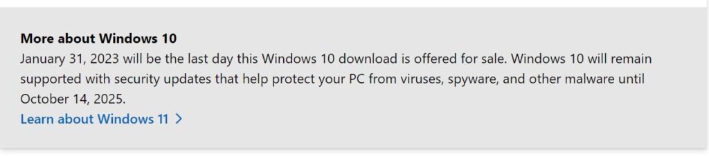 Mensagem no site oficial da Microsoft.