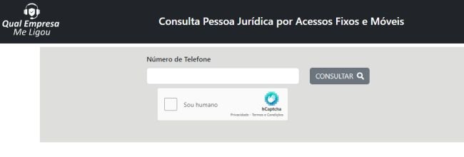 Basta digitar o número que originou a ligação para pesquisar os dados.