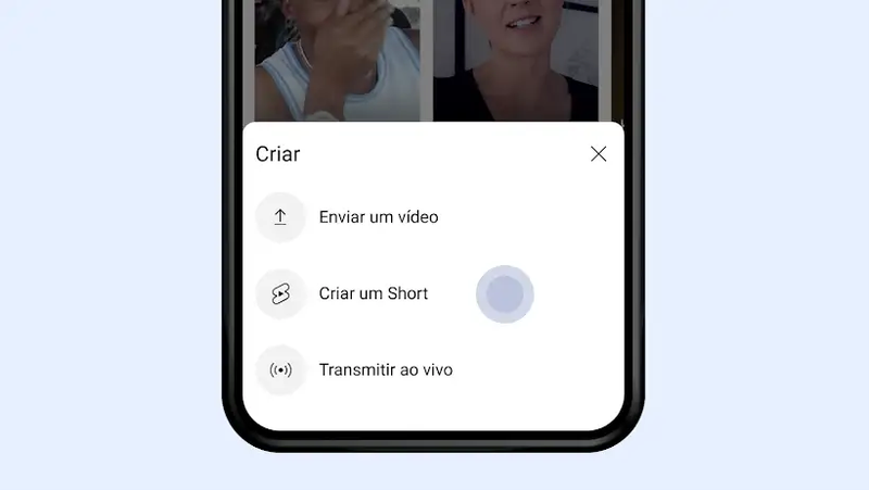 Shorts podem ser criados pelo celular.