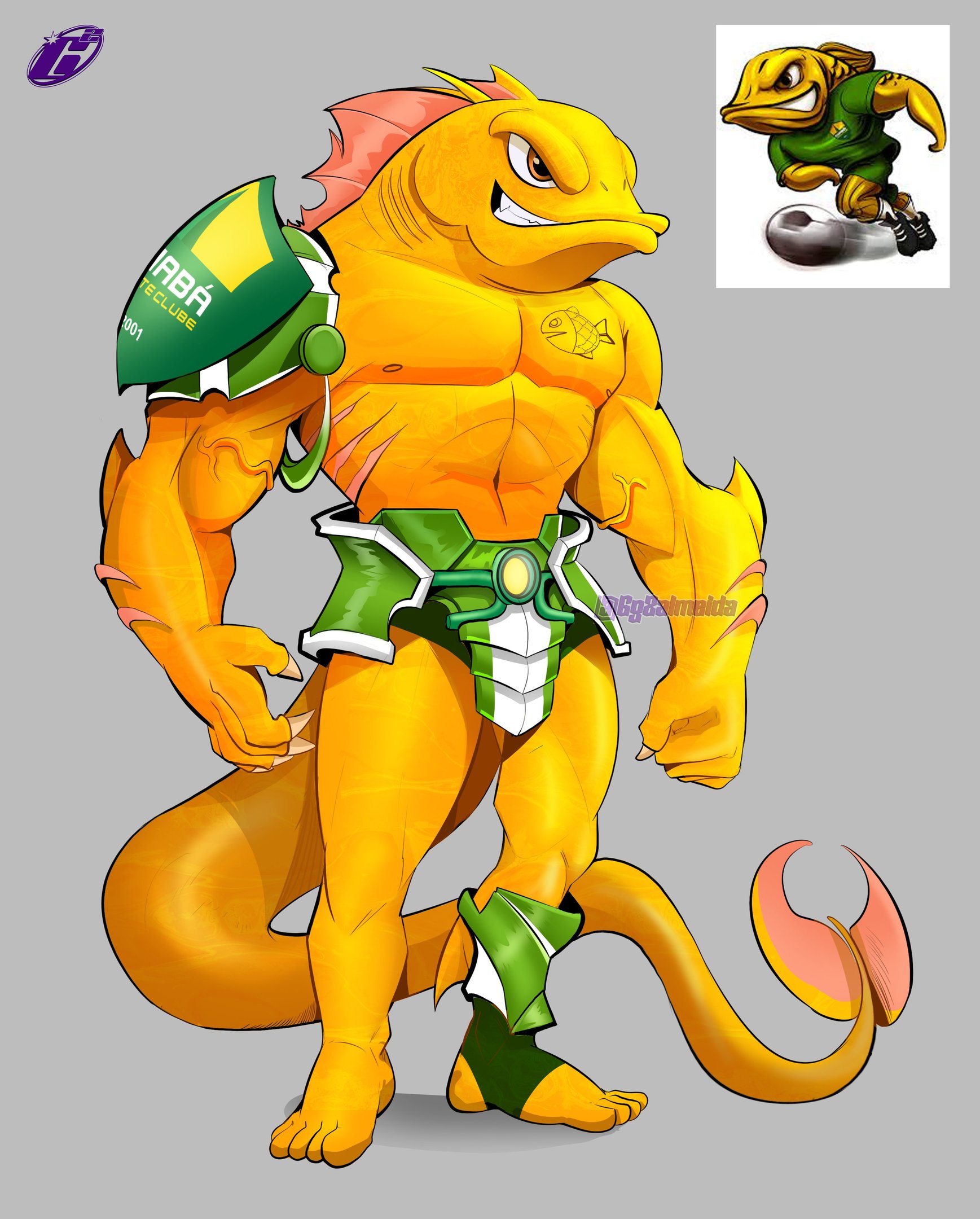 Versão personagem de jogo de luta do Peixe Dourado, mascote do Cuiabá Esporte Clube - Imagem: @Gg2almeida