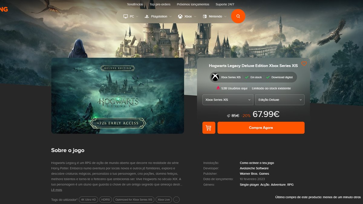 Instant Gaming chega ao Brasil com desconto no Hogwarts Legacy - TecMundo