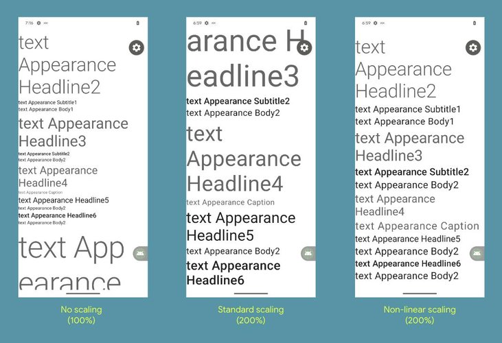 Escalonamento não-linear de fontes no Android 14
