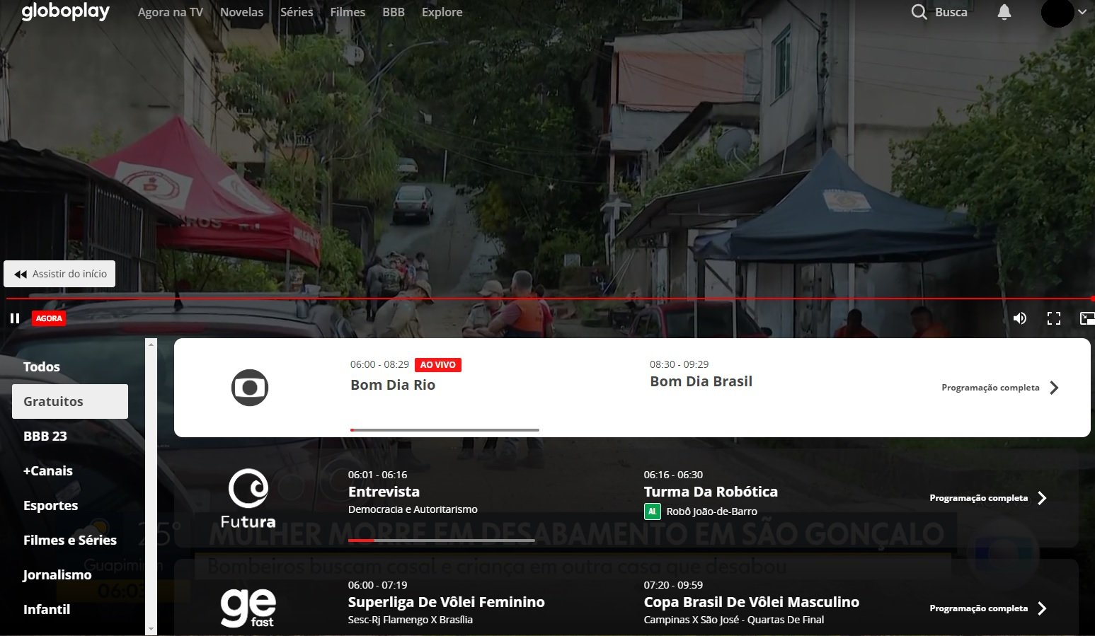 A Globoplay oferece canais gratuitos mediante a um cadastro na plataforma