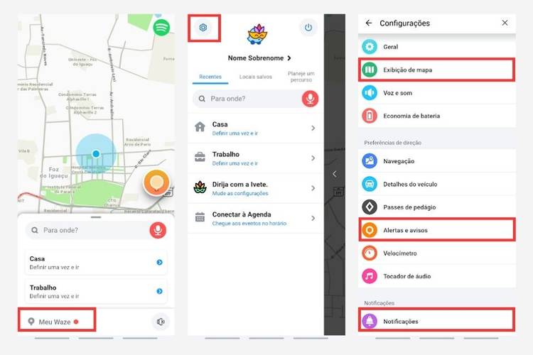Captura de tela do aplicativo Waze.