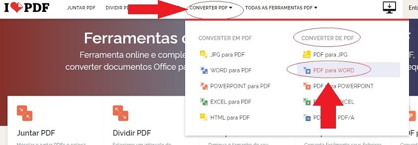 No menu principal, acesse> Converter PDF> Converter de PDF> PDF para Word