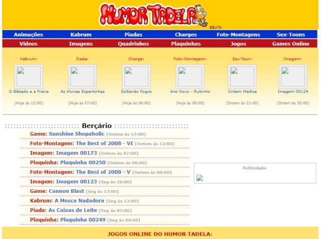 Humortadela em 2008, cujos conteúdos eram compartilhados nas redes sociais e outras plataformas.
