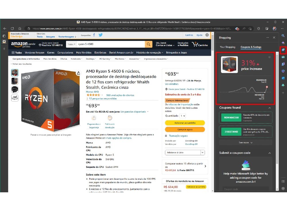 Widget do Windows Edge acompanha preços em sites de compras