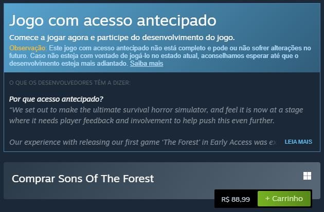 Sons of the Forest chega ao PC em acesso antecipado e com ótimas análises