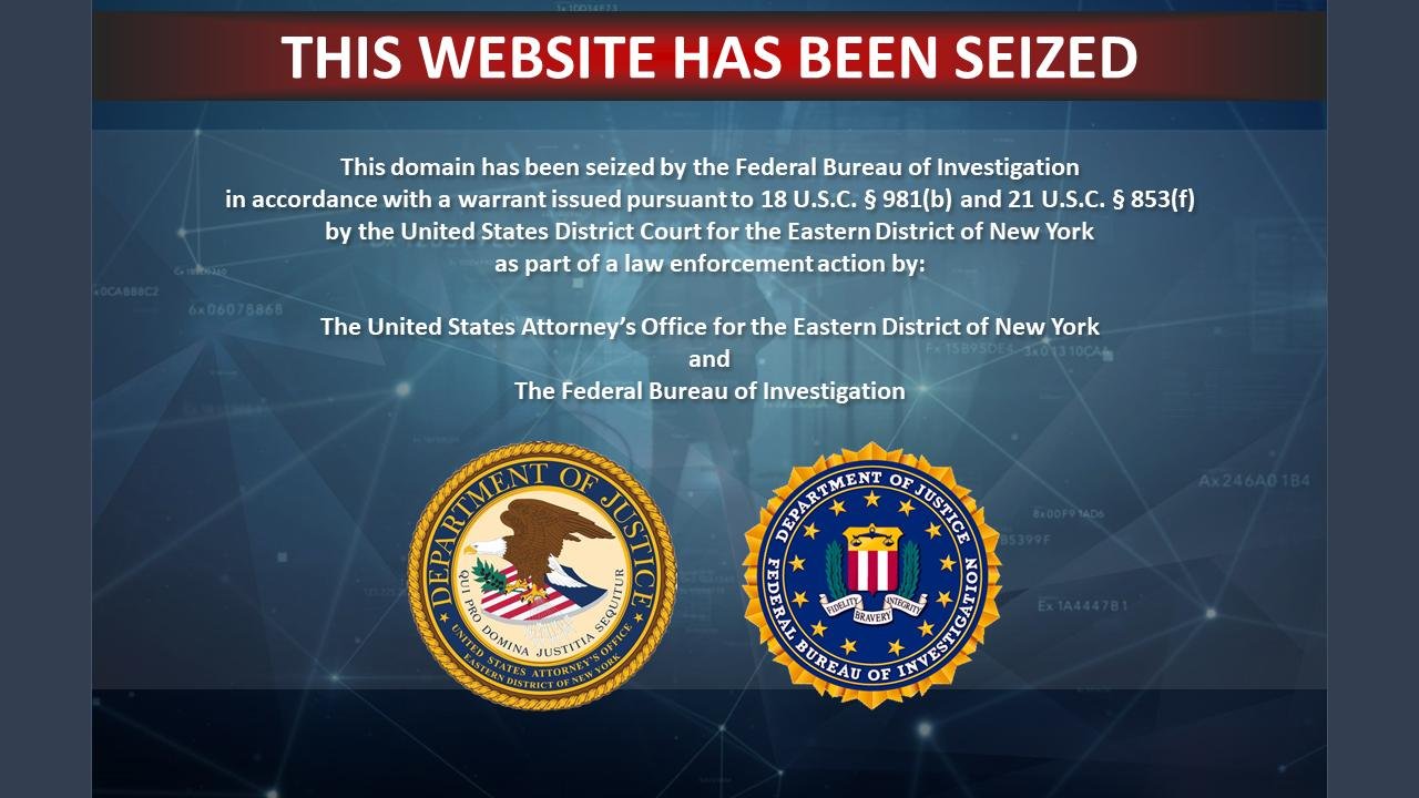 Banner de aviso do FBI ao suspender o site Z Library.