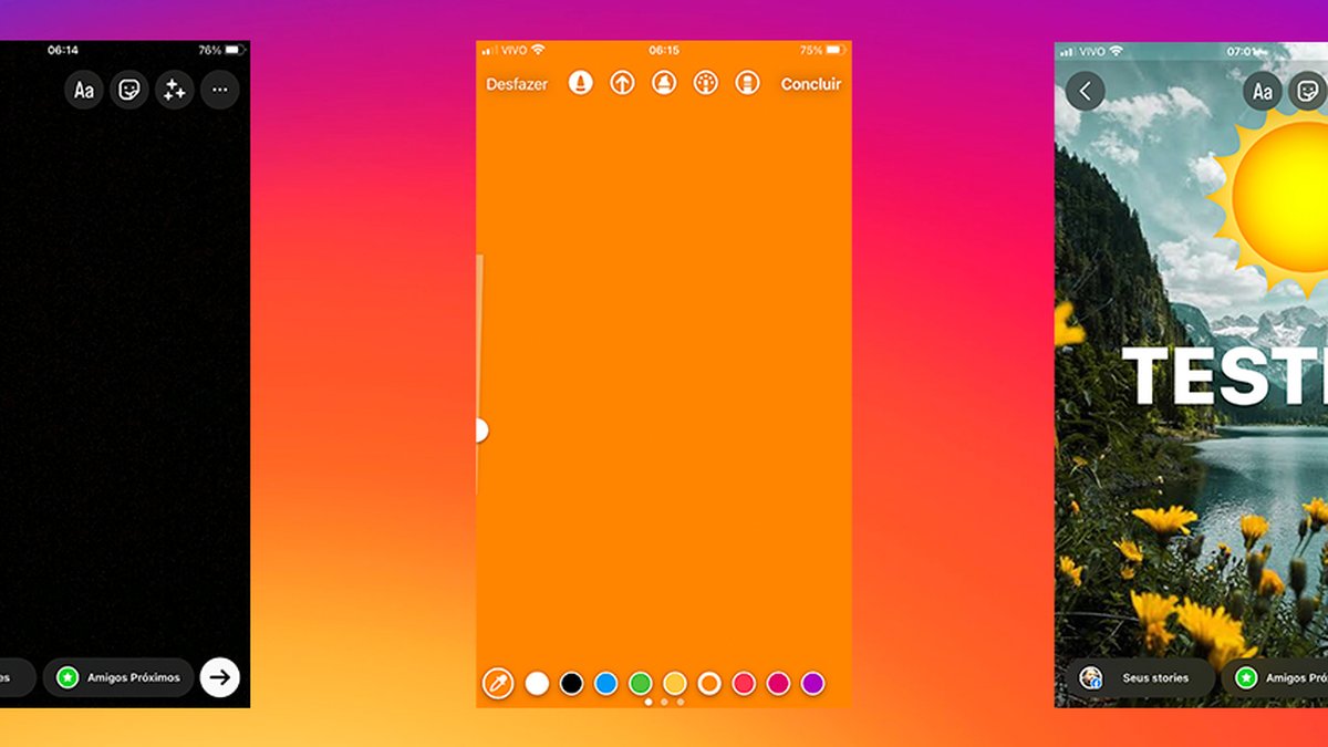 Como mudar o fundo dos stories no Instagram para inserir cores, fotos e GIFs  – Tecnoblog