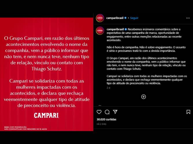 Nota de esclarecimento da Campari Brasil.