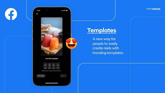 Os Templates entregam modelos prontos para os criadores de Reels publicarem seus vídeos.