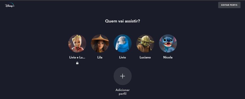 O Disney Plus possibilita criar diferentes perfis para cada membro da família.