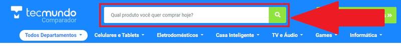 Para pesquisar o preço de um determinado produto, digite o respectivo nome do item no campo de busca