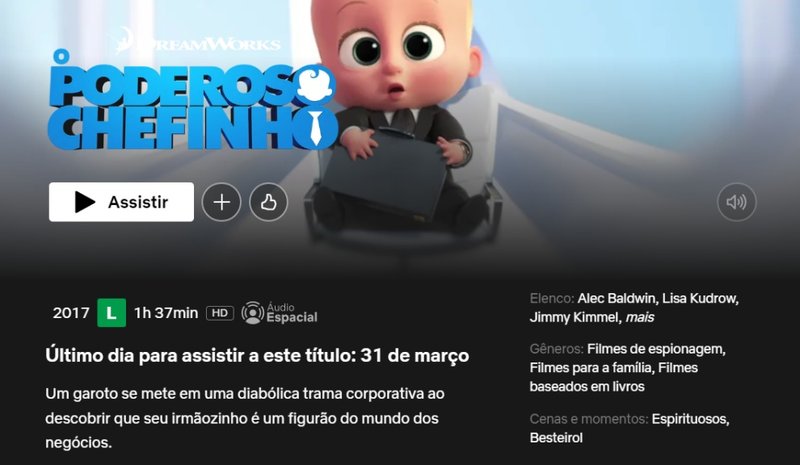 O Poderoso Chefinho é outra animação que será retirada em breve. (Fonte: Netflix/Divulgação)