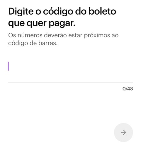 Digite ou escaneie o código de barras para continuar o processo de pagamento