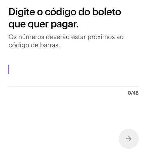 Digite ou escaneie o código de barras para continuar o processo de pagamento