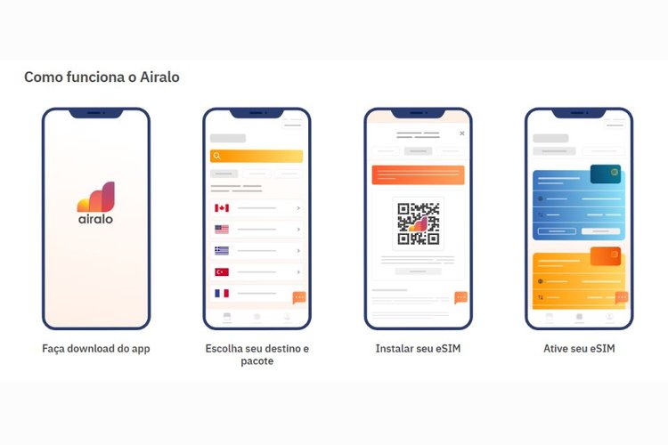 A instalação do aplicativo Airalo é rápida e fácil.