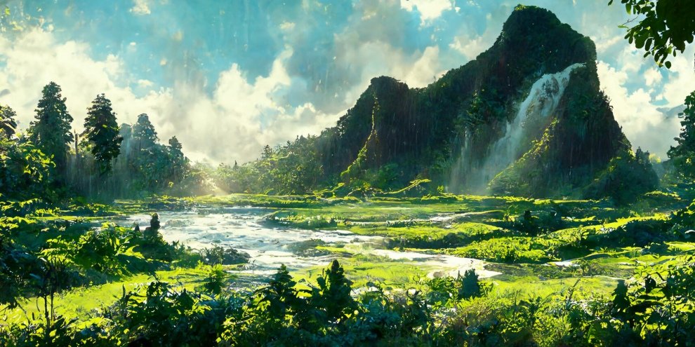 Bela paisagem de floresta de anime, paisagem de fantasia