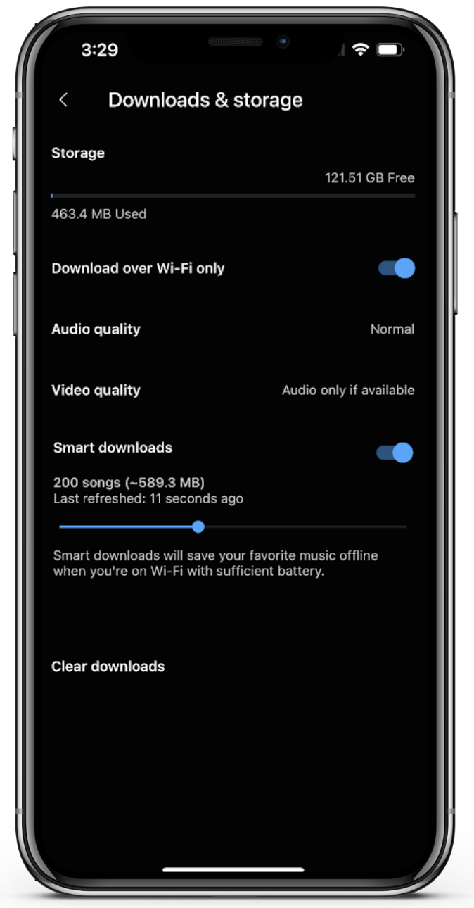 Usuário pode configurar o limite de espaço usado por músicas baixadas no dispositivo. (Fonte: Google/Divulgação)