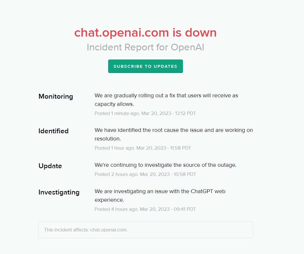 Serviços gratuitos da OpenAI costumam a ficar instáveis quando aumenta a demanda.