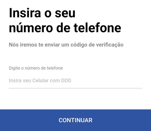 Depois de cadastrar seu número de celular, é preciso esperar pelo código para validar seu cadastro.