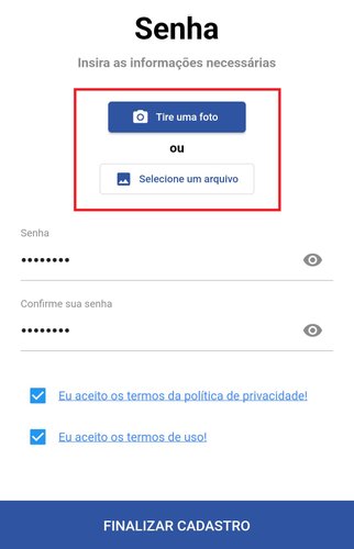 Você pode enviar uma foto sua ou até mesmo fazer uma selfie na hora do seu cadastro