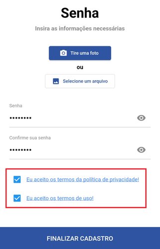 é preciso concordar com os temos de uso para que seu cadastro seja concluído no MobizapSP.