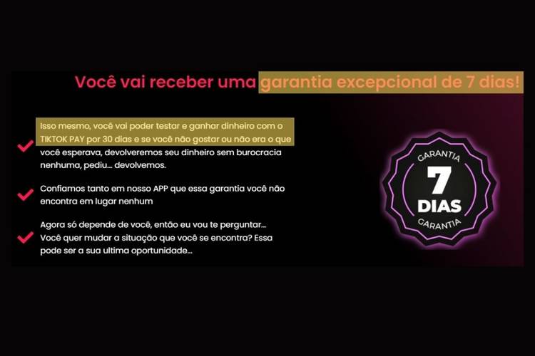 O app promete diferentes prazos de garantia de reembolso ao consumidor.