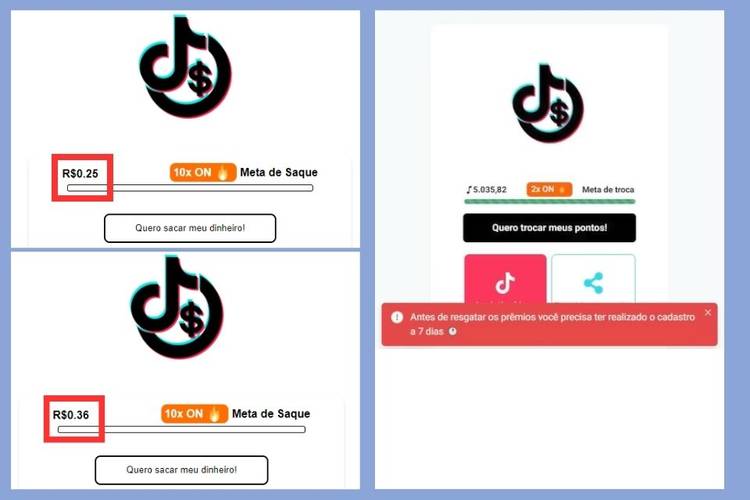 Capturas de tela após diferentes momentos que se realizou o login no aplicativo.