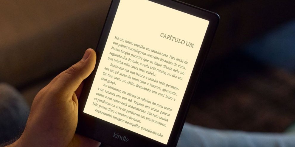 Kindle Paperwhite tem uma tela de alta resolução para sua leitura.