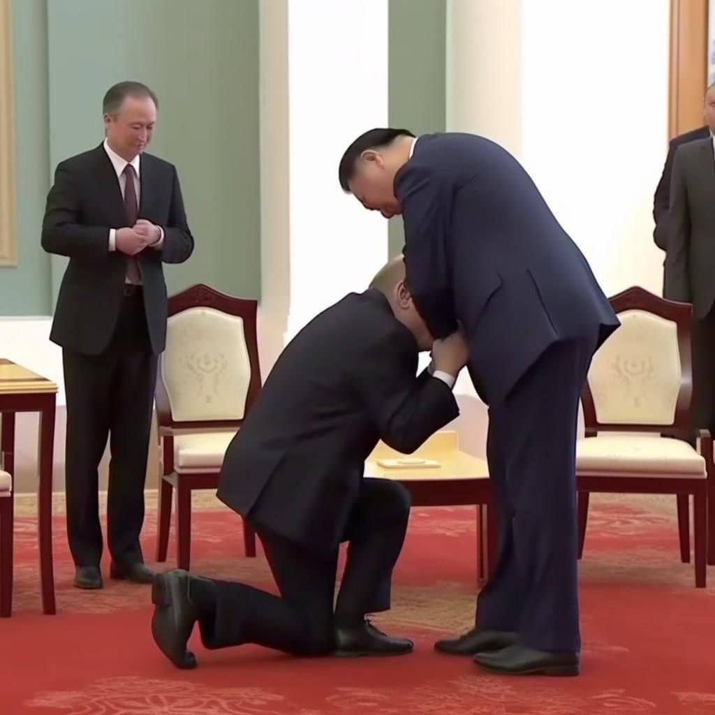 Putin se curvando a Xi Jinping