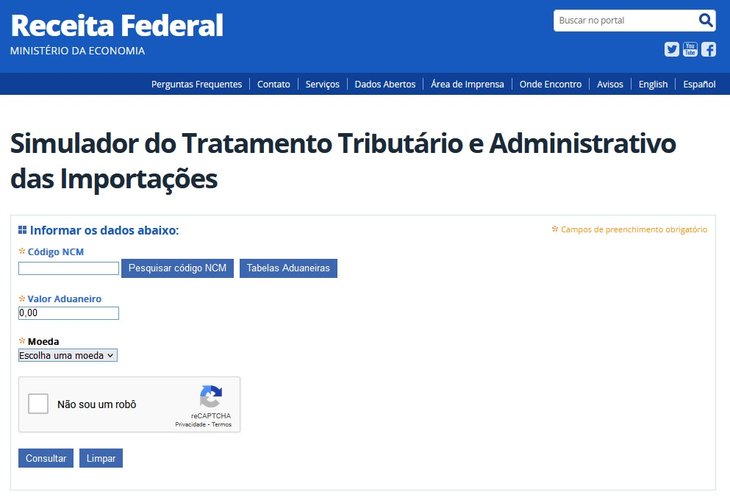 No site da Receita Federal é possível fazer a simulação de compras internacionais e suas taxas antes de efetuá-las