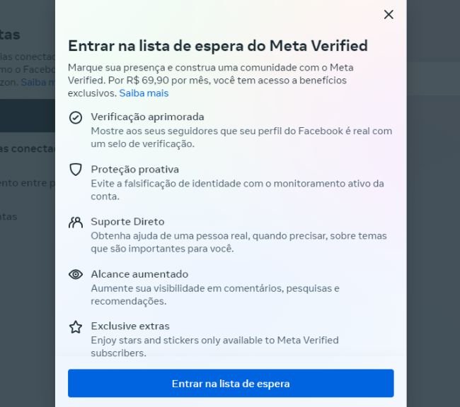 A lista de espera do Meta Verified no Brasil está aberta.