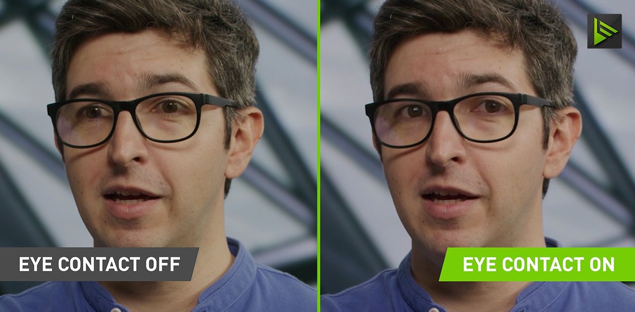 Função Eye Contact da Nvidia é um exemplo de um filtro inteligente com IA.