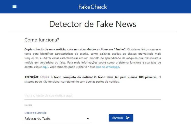 O contato com o Fake Check é pelo bot do WhatsApp no número (16) 98112-8986.