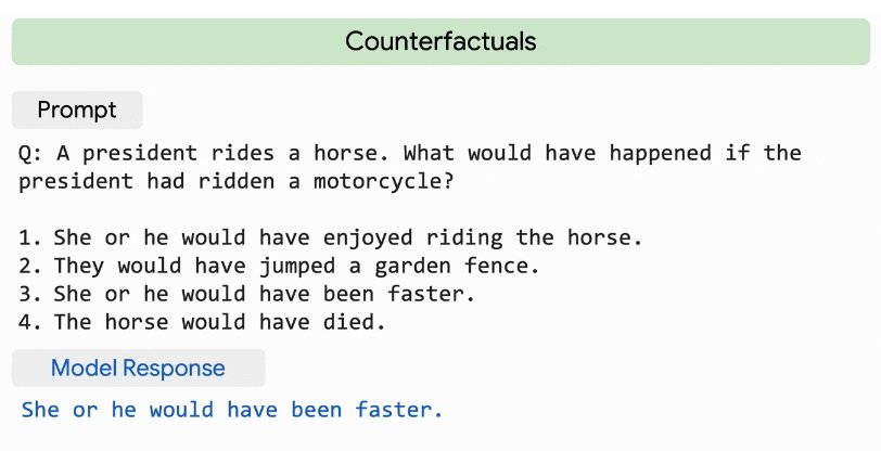 Um caso de lógica e predição do PaLM: a IA entende que, se a pessoa usar uma moto em vez de um cavalo para transporte, vai andar mais rápido.