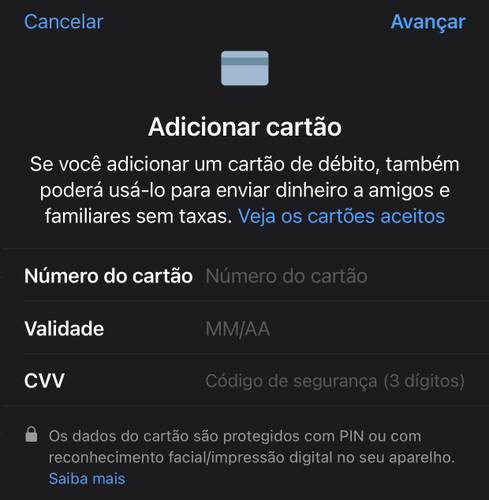 É possível consultar a lista de cartões aceitos antes de cadastrar o seu