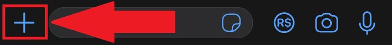 O símbolo de " + " fica na parte inferior do chat