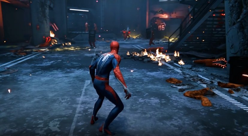 Cena de gameplay de Spider-Man (2018).