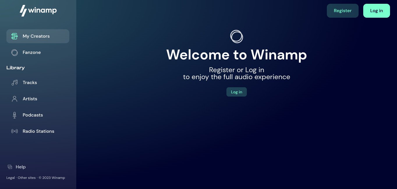 O novo Winamp oferece serviços de streaming, podcasts, estações de rádio, audiolivros e downloads de música.