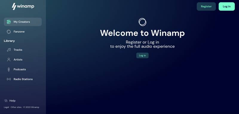 O novo Winamp oferece serviços de streaming, podcasts, estações de rádio, audiolivros e downloads de música.