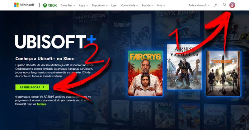É preciso logar na sua conta Microsoft antes de assinar o Ubisoft+