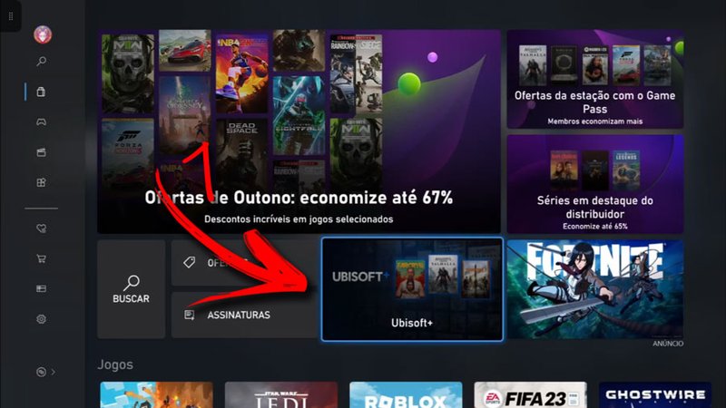 A assinatura do Ubisoft+ no console Xbox é feito via aplicativo da Microsoft Store