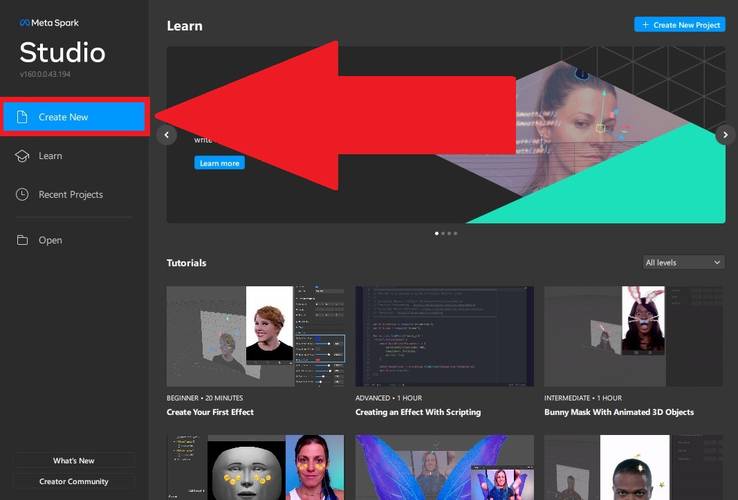 Clique em "Create new" para começar a criar o seu filtro