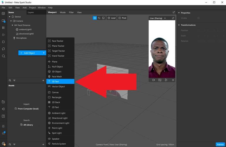 Na opção "3D text" você insere um texto rotativo 3D