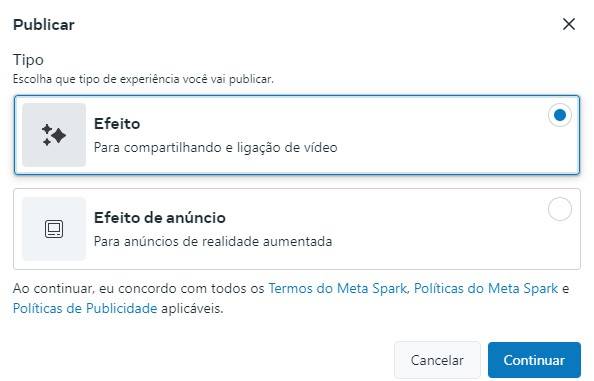 Clique em "Efeito" para enviar o seu arquivo